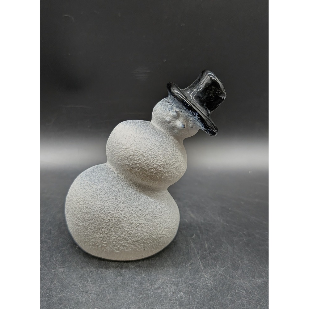 Calla Bolin-Lundman Kosta Boda 1999 Signed Art Glass Snowman Figurine Textured